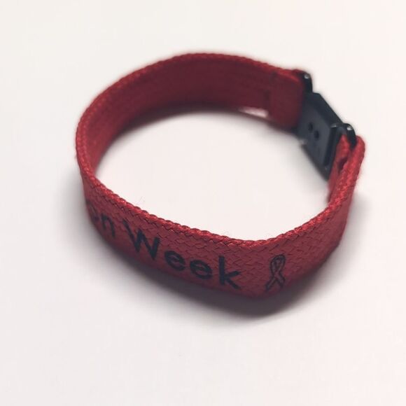 532 Red "Red Ribbon‎ Week" Cuff Bracelet - Picture 4 of 5